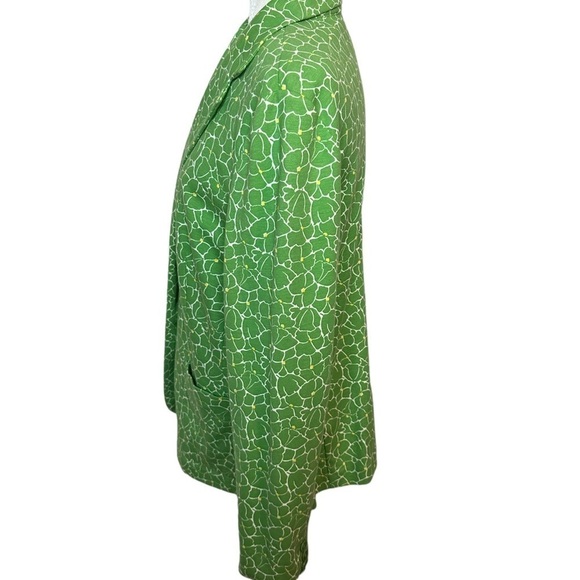 Talbots Medium Knit Blazer Green Pastel Floral Jacket with Jacket Pockets 14 - Picture 11 of 16